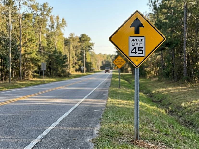 45mph Speed Limit Ahead