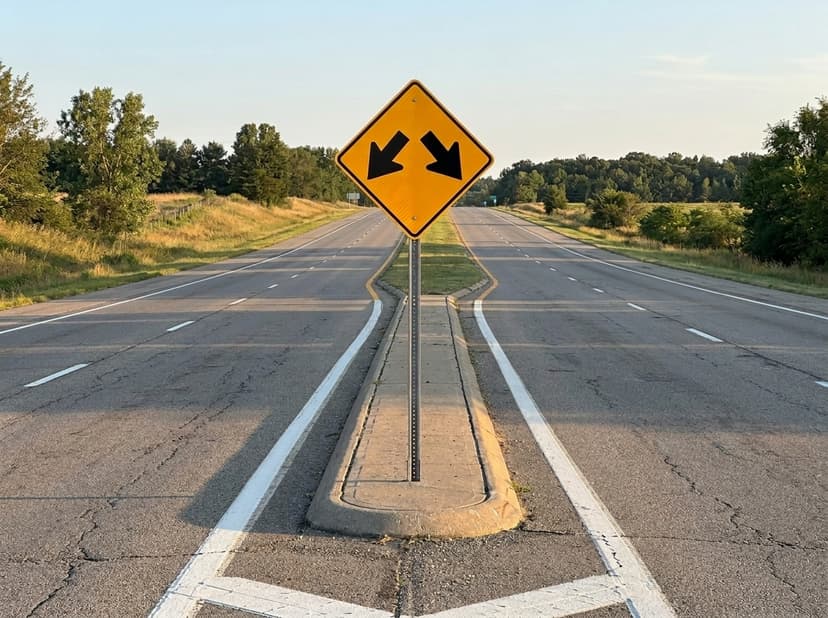 Traffic May Pass Either Side