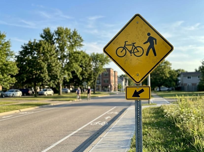 Bicycle Crossing With Arrow