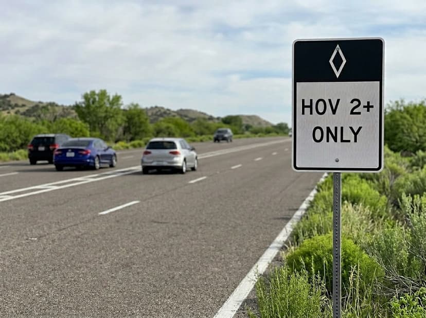 Hov Sign Highway Cars