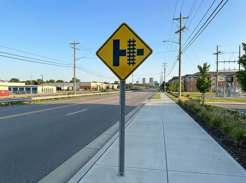 Railroad Crossing At Side Road