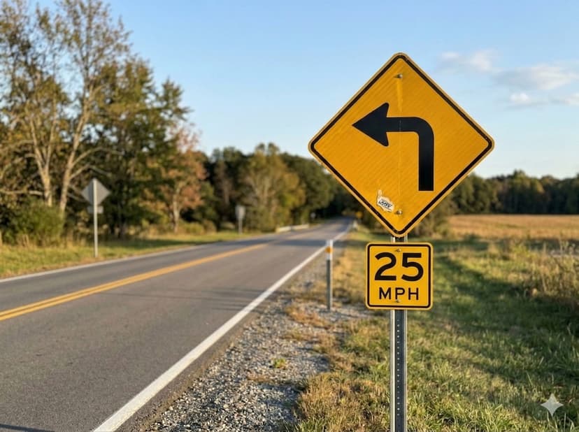 Sharp Turn Left 25mph