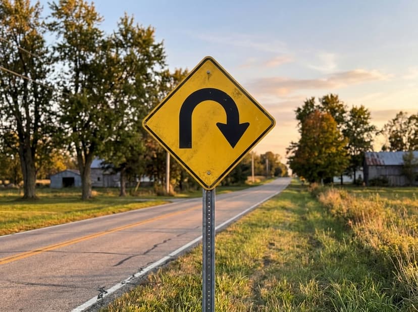U Turn Warning Sign