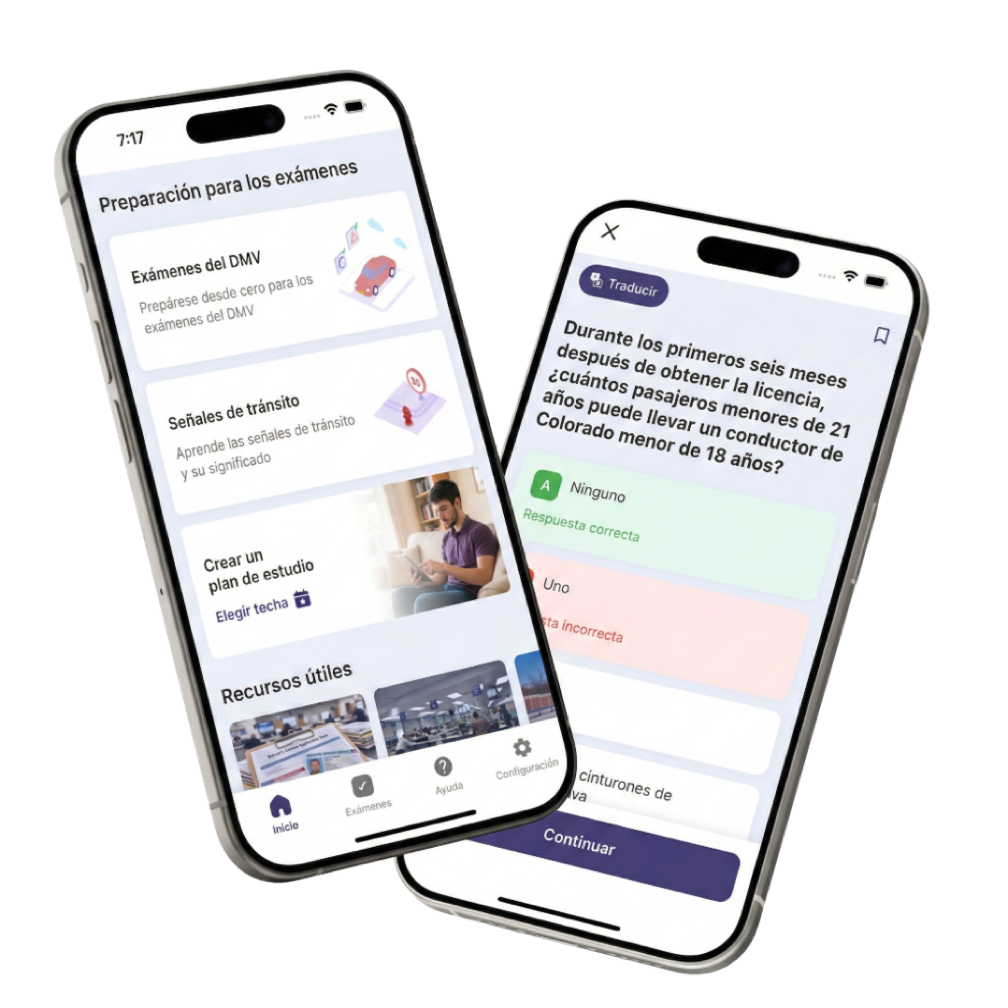 Capturas de pantalla de la aplicación DMV Help