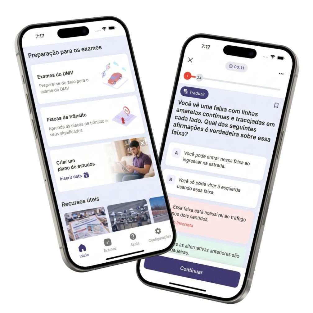 Capturas de tela do aplicativo DMV Help